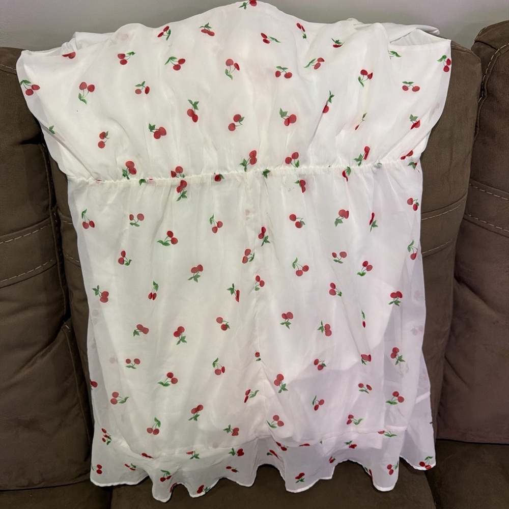 Forever 21 White Ruffle Cherry Print Dress - Picture 6 of 8